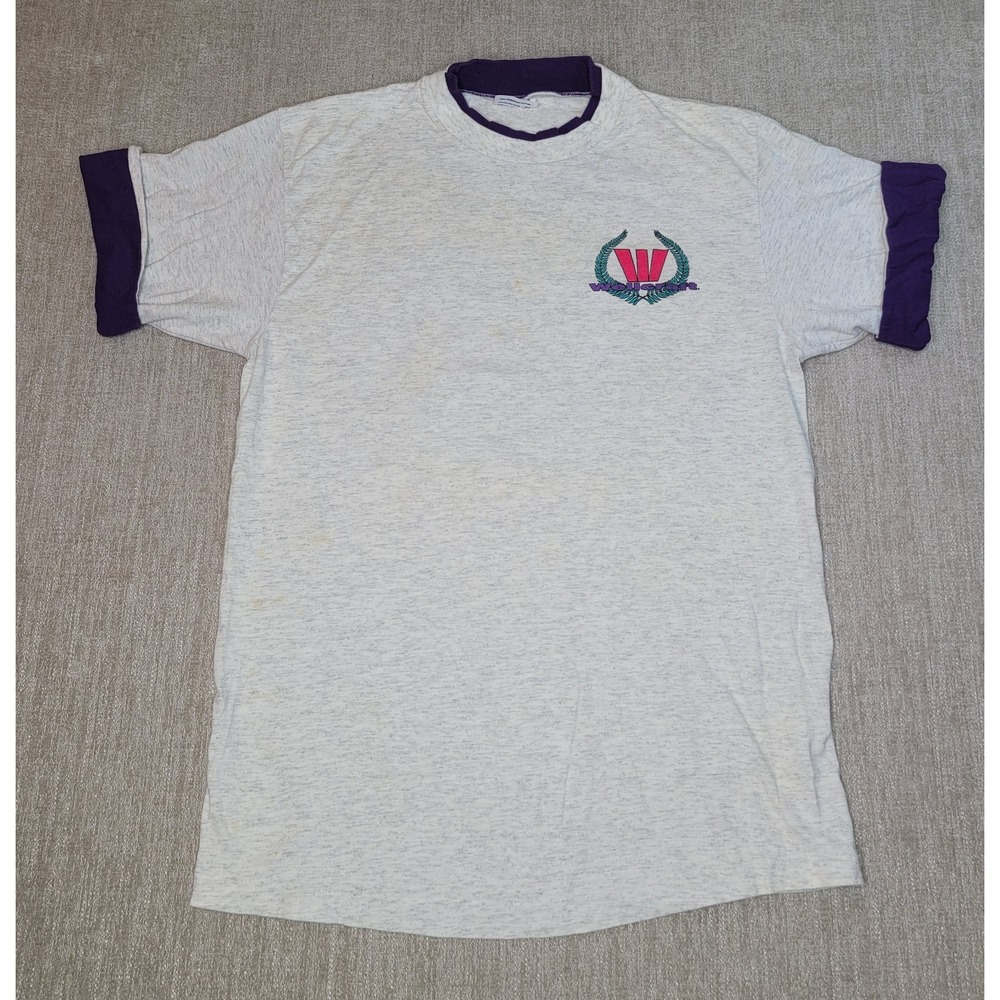 Wellcraft Boat 90's VTG Shirt Single Stitch USA Ringer Tee Jays Gray Purple Men